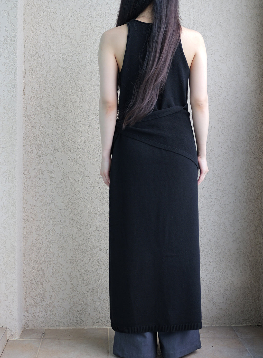 Classic Whole-Garment Knit Maxi Dress - Black