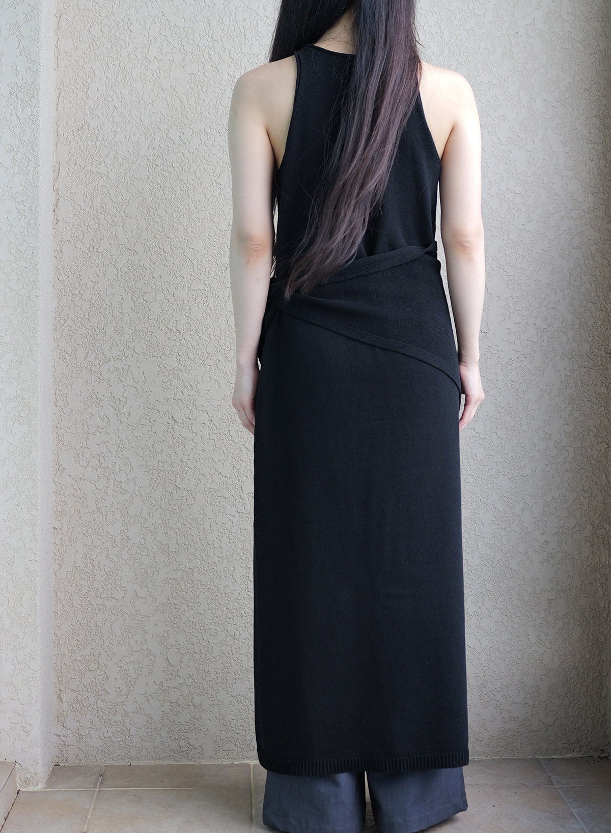 Classic Whole-Garment Knit Maxi Dress - Black