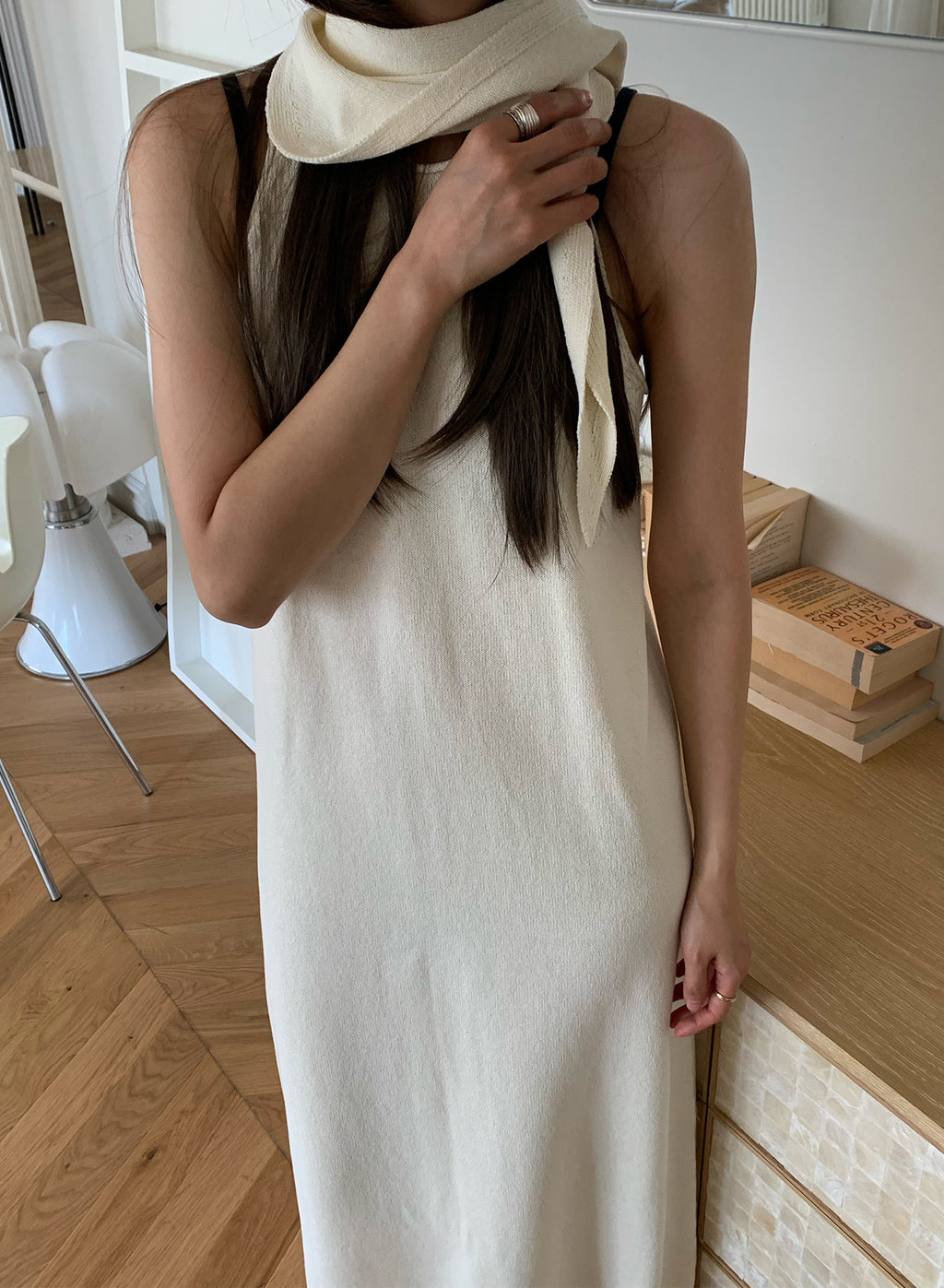 Classic Whole-Garment Knit Maxi Dress -  Ivory