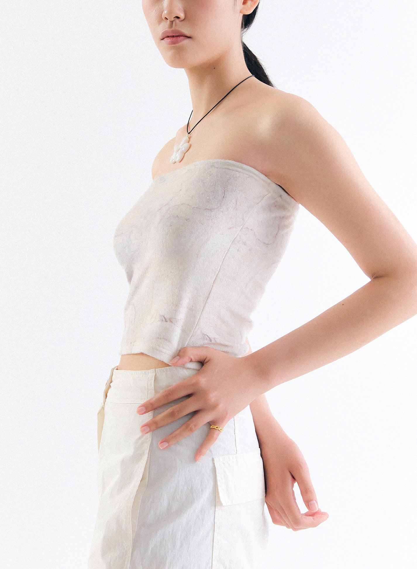 [70%OFF] Marble Terry Tube Top - Cream