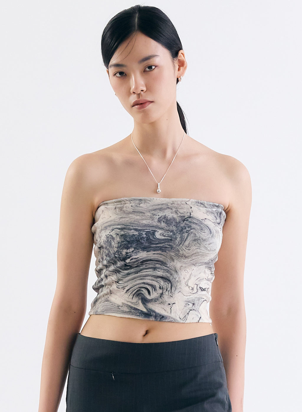 [70%OFF] Marble Terry Tube Top - Grey