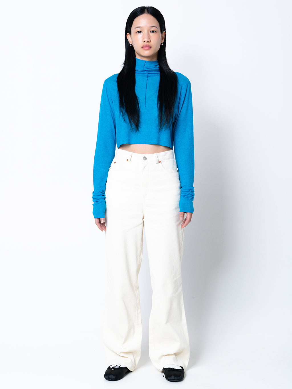 [40%OFF]Tencel Wool Blend Cropped Roll Neck