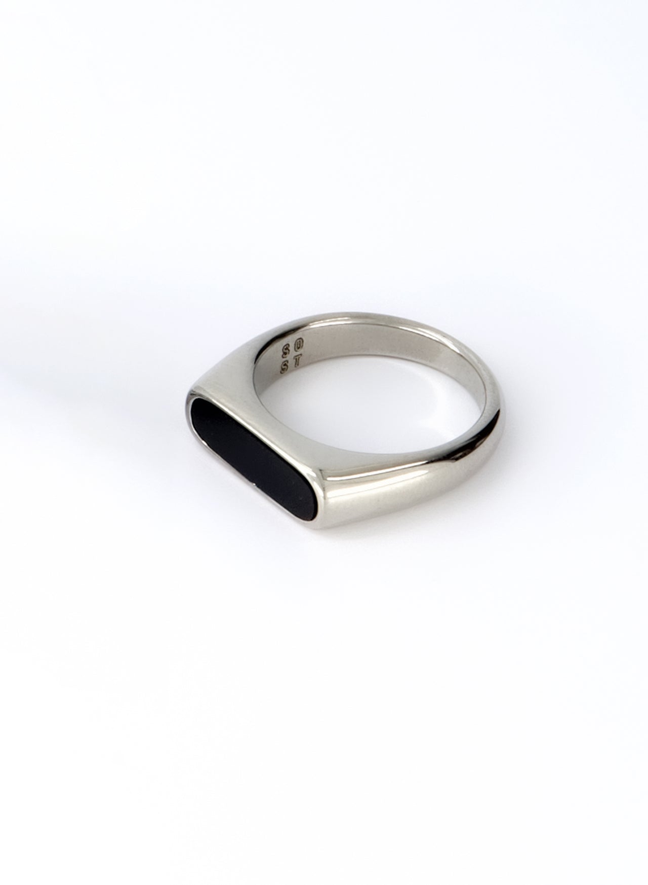 Black Slim Signet Ring • Stainless Steel