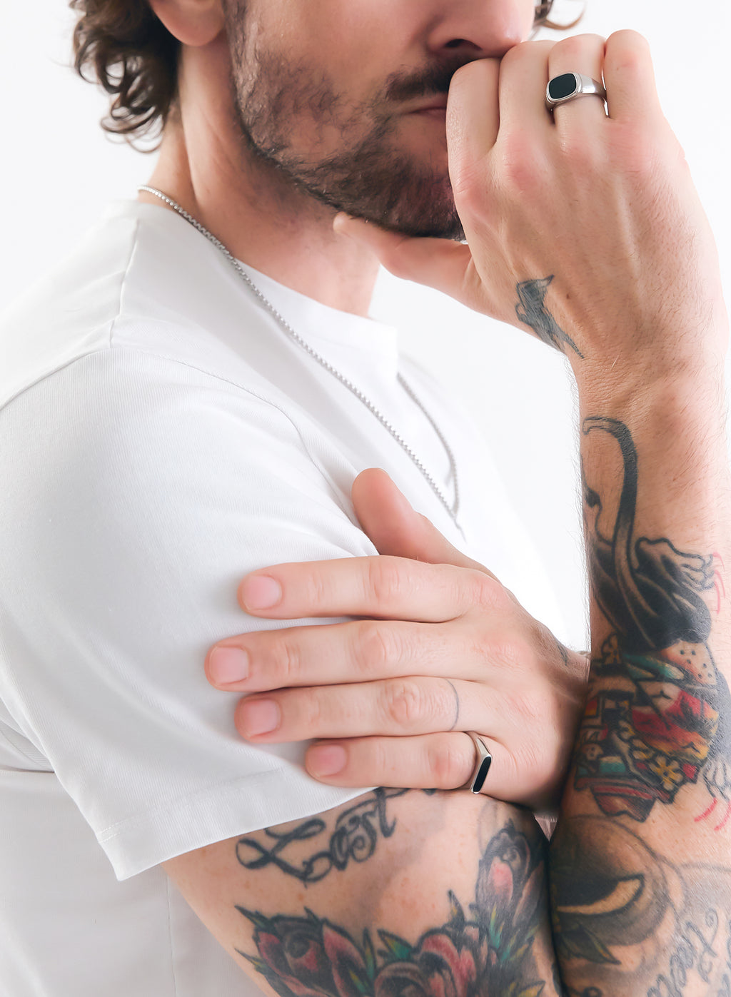 Black Slim Signet Ring • Stainless Steel