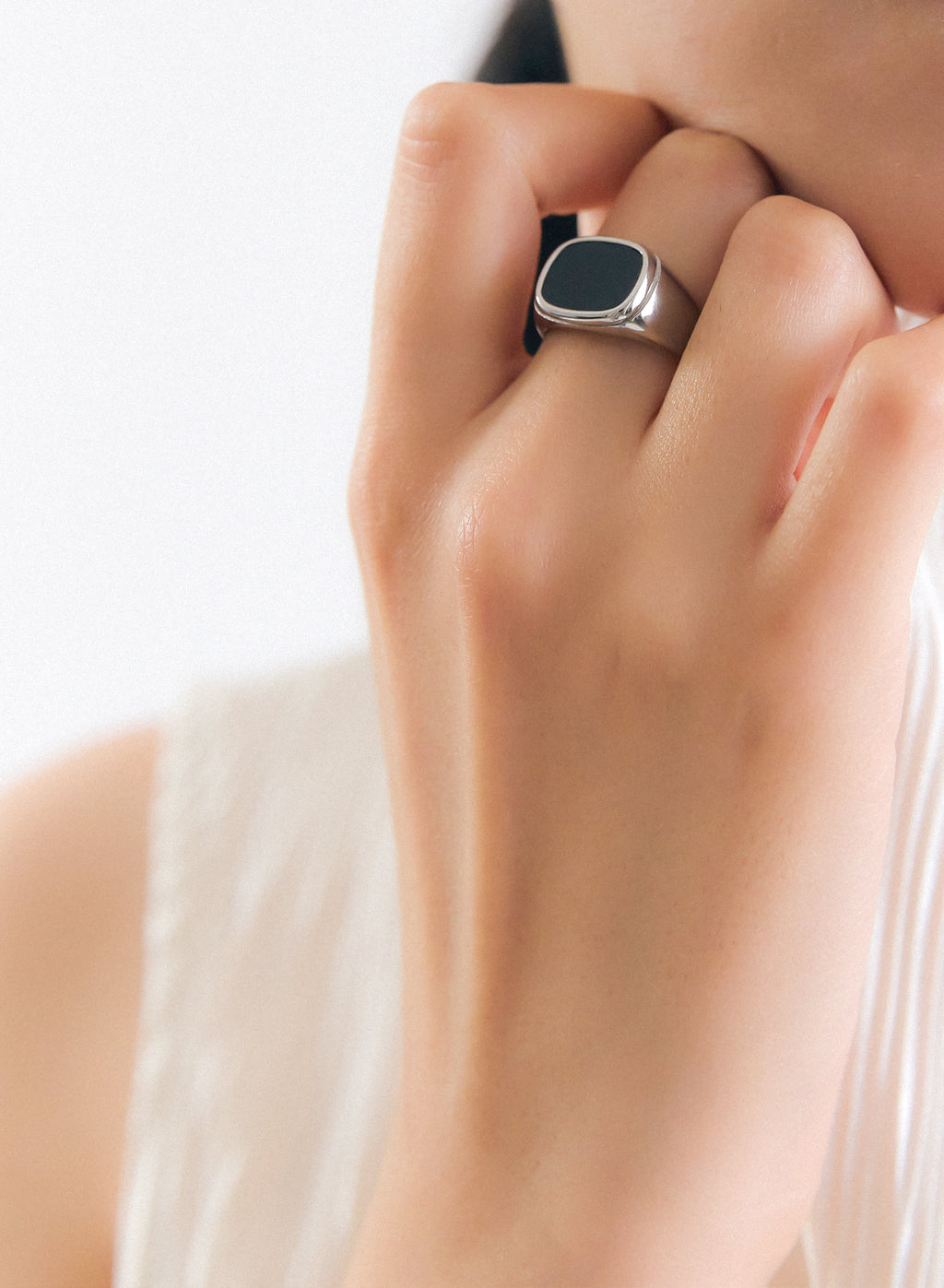 Black Square Signet Ring • Stainless Steel