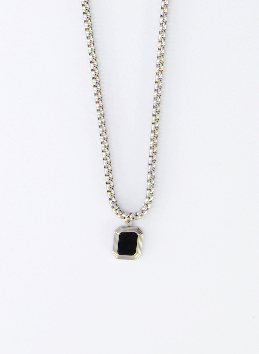 Onyx Hex Necklace • Stainless Steel