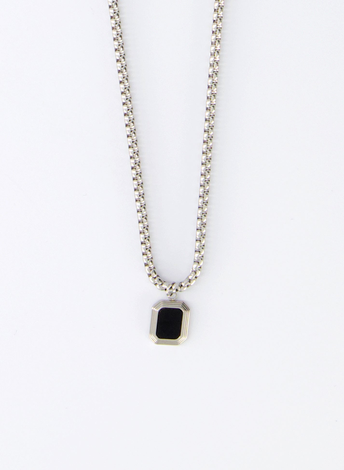 Onyx Hex Necklace • Stainless Steel