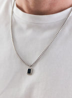 Onyx Hex Necklace • Stainless Steel