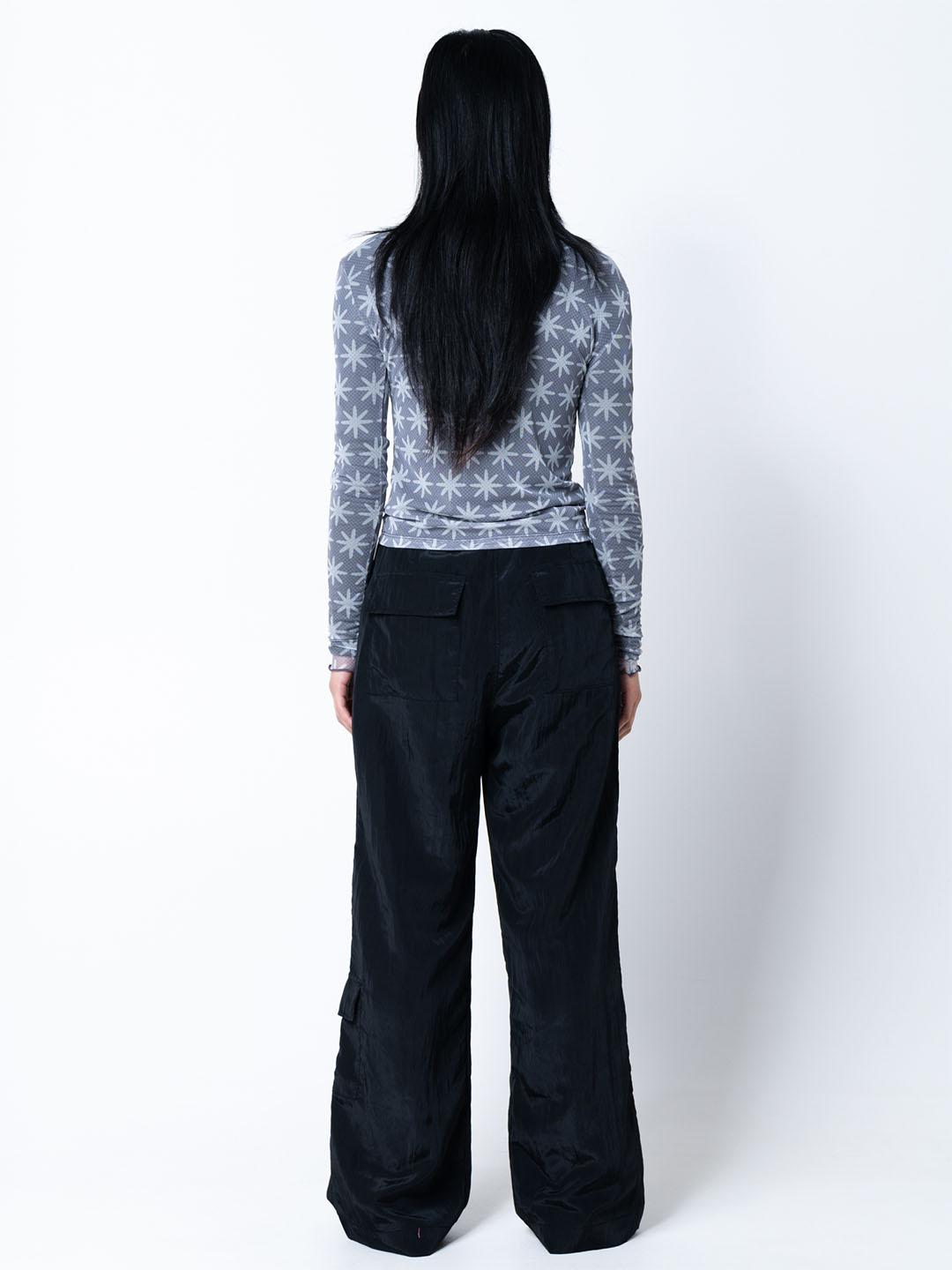 Daisy Print Sheer Mesh Top