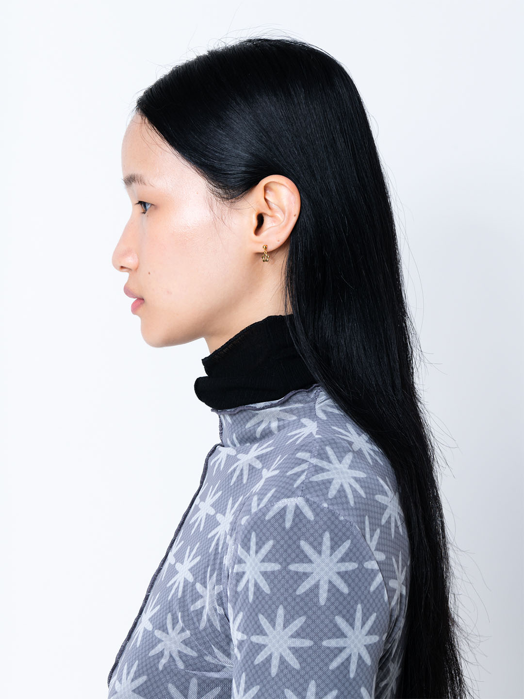 Daisy Print Sheer Mesh Top