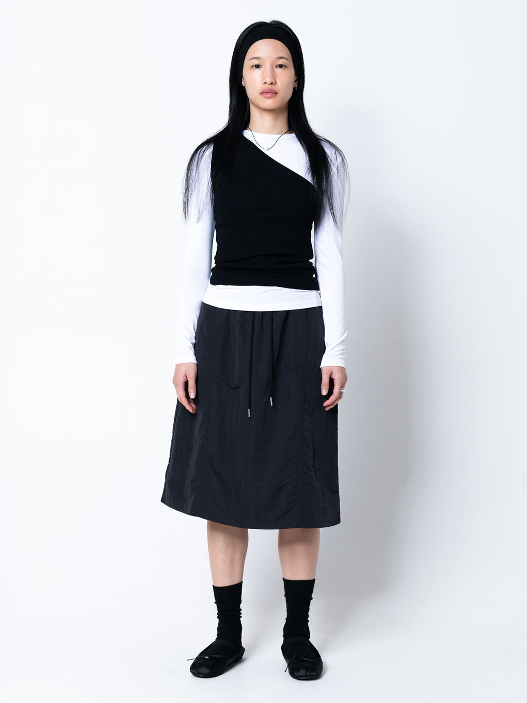 Drawstring Nylon Skirt