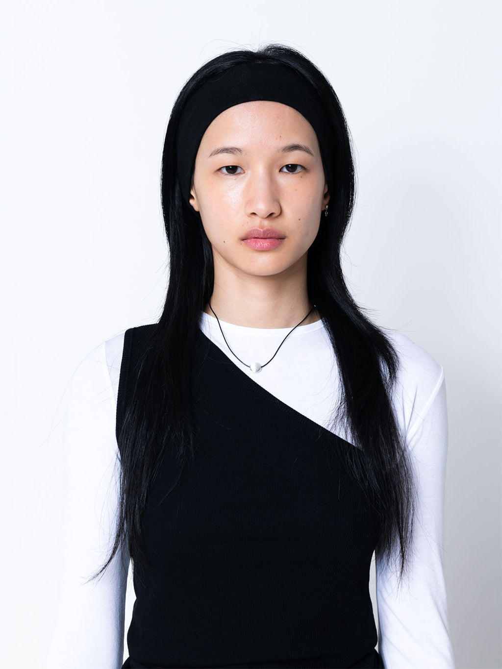 One Shoulder Rib Top with Long Sleeves Top