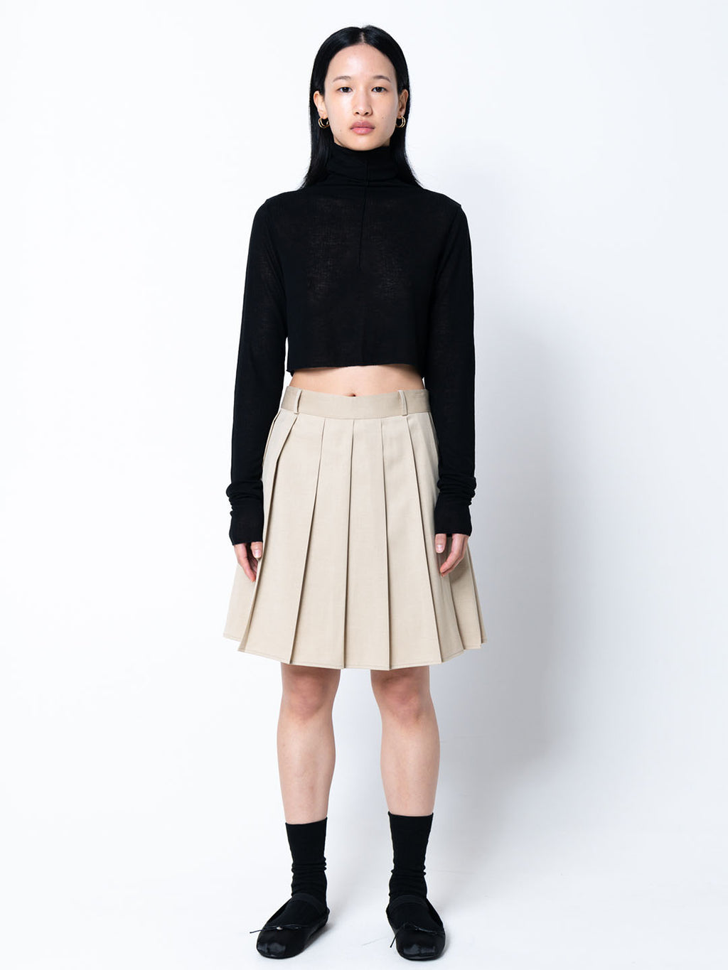 [40%OFF]Tencel Wool Blend Cropped Roll Neck