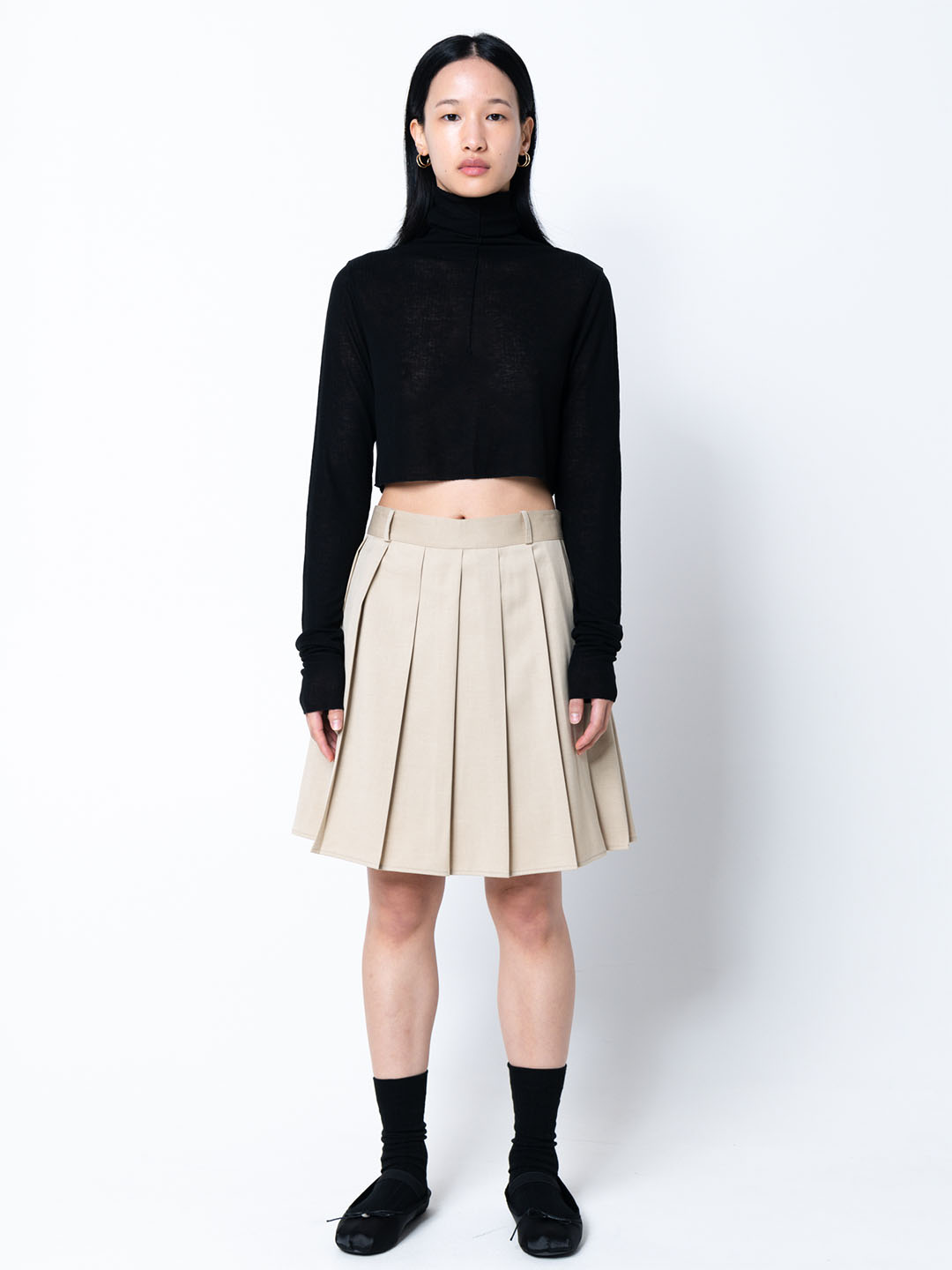 [40%OFF]Tencel Wool Blend Cropped Roll Neck