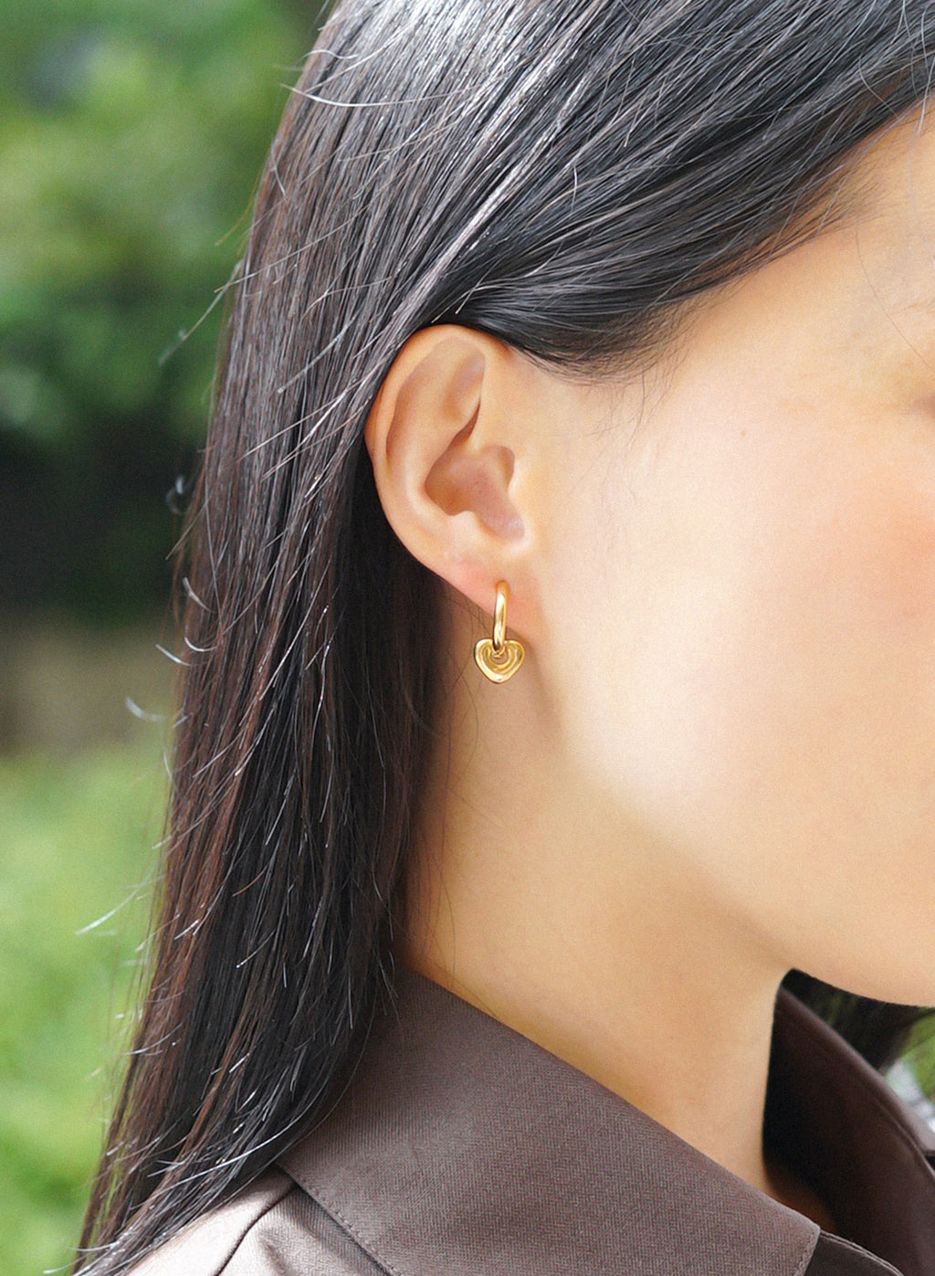 Two-Way Hoops With Love • Stainless Steel (Gold)