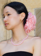 White Jade Rose Pink Necklace