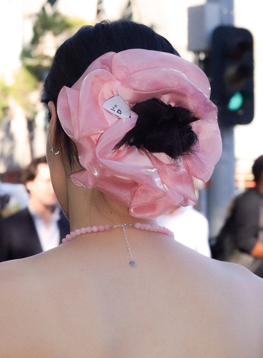 White Jade Rose Pink Necklace