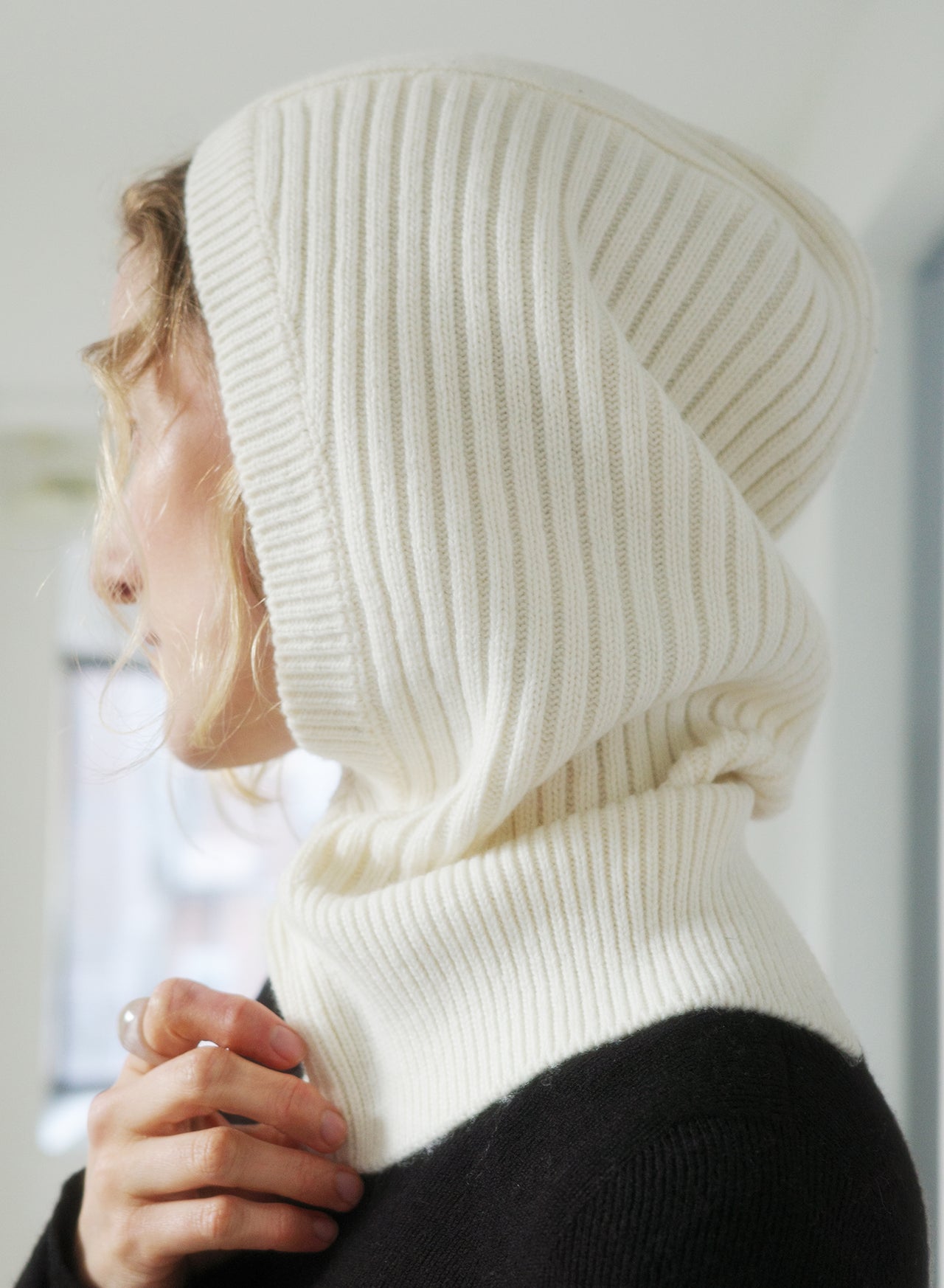 Back-Slit Ribbed Balaclava