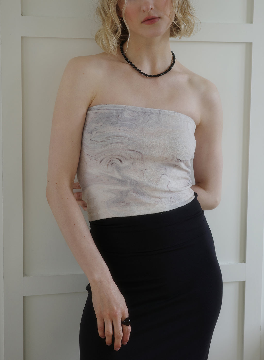 [70%OFF] Marble Terry Tube Top - Cream