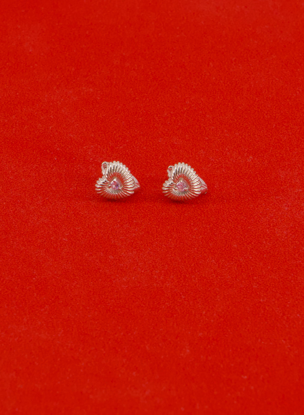 Pink Heart Gem Hoops