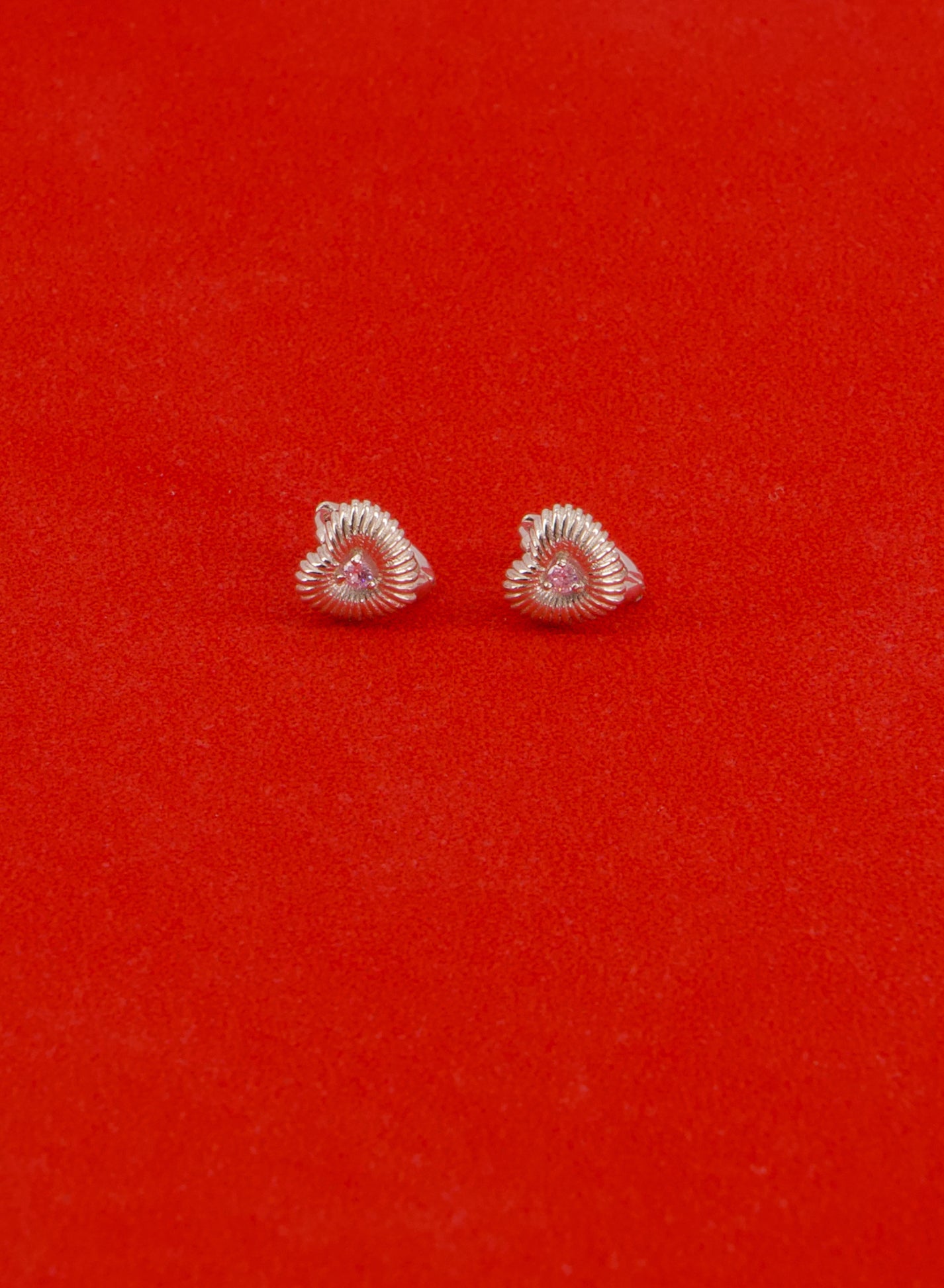 Pink Heart Gem Hoops