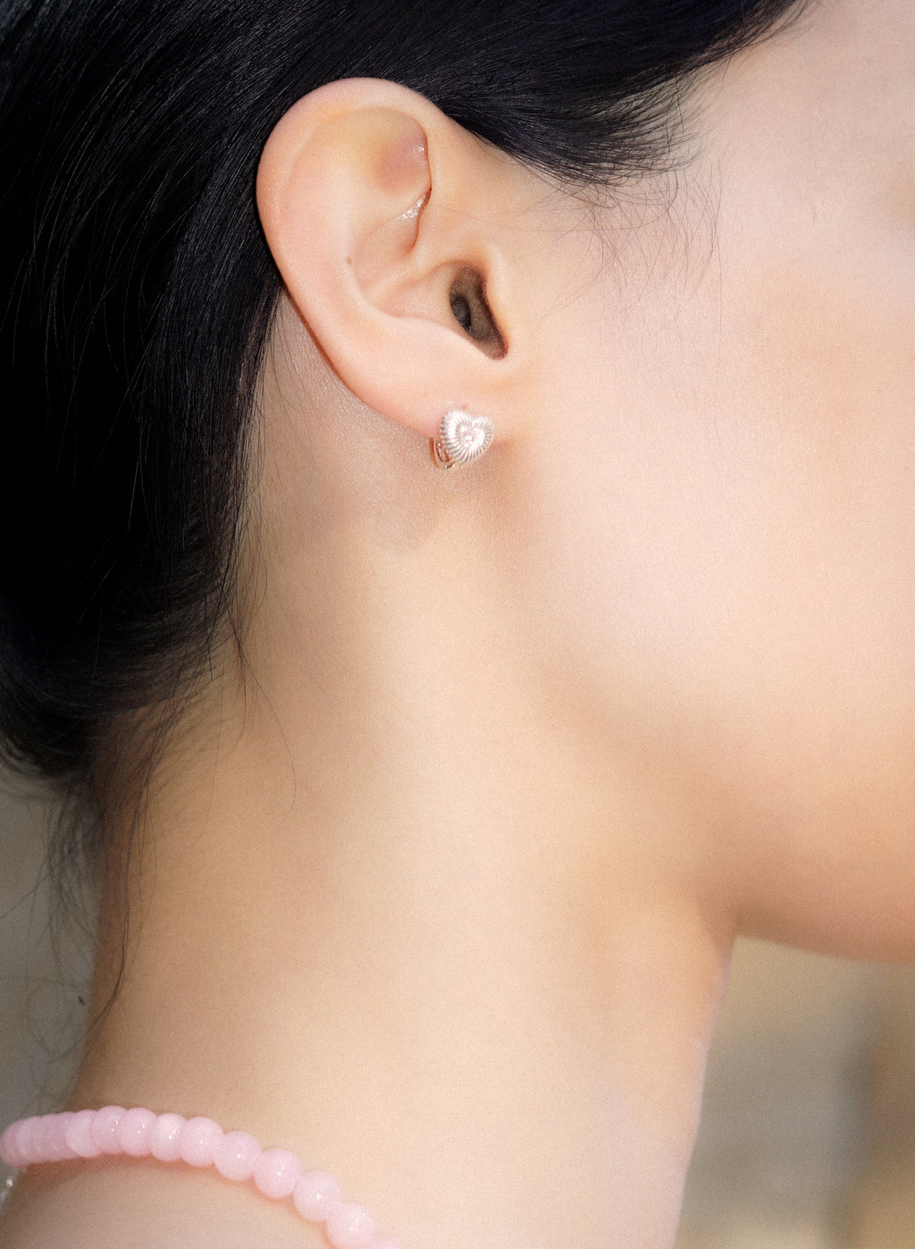 Pink Heart Gem Hoops