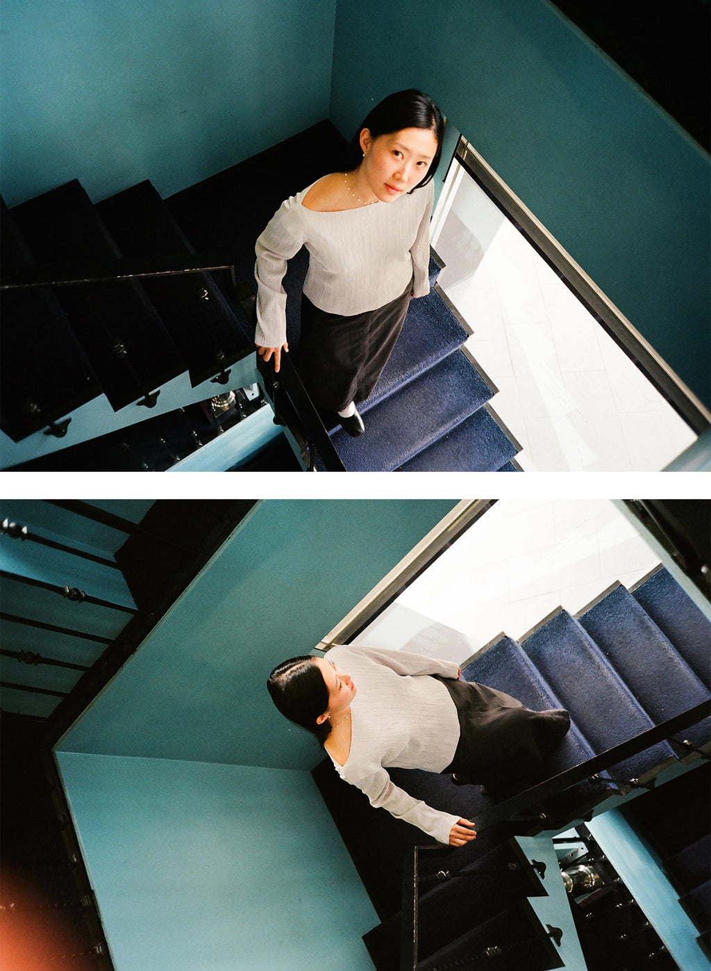 (1+1)Soft Pleats Long-Sleeve Top ㅡ Grey