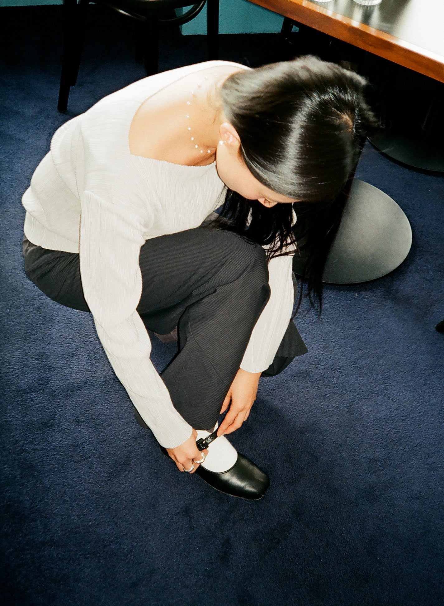 (1+1)Soft Pleats Long-Sleeve Top ㅡ Grey