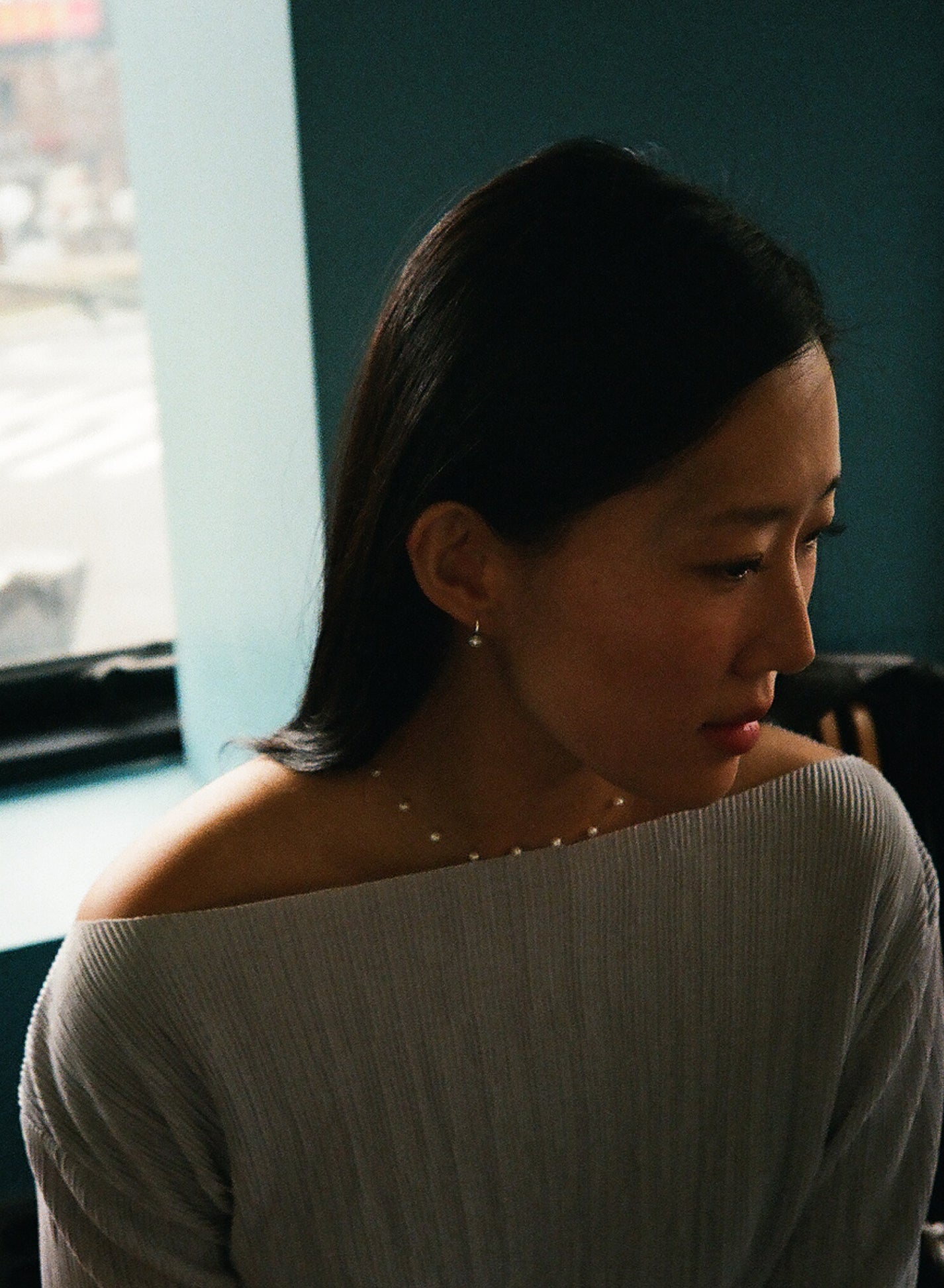 (1+1)Soft Pleats Long-Sleeve Top ㅡ Grey