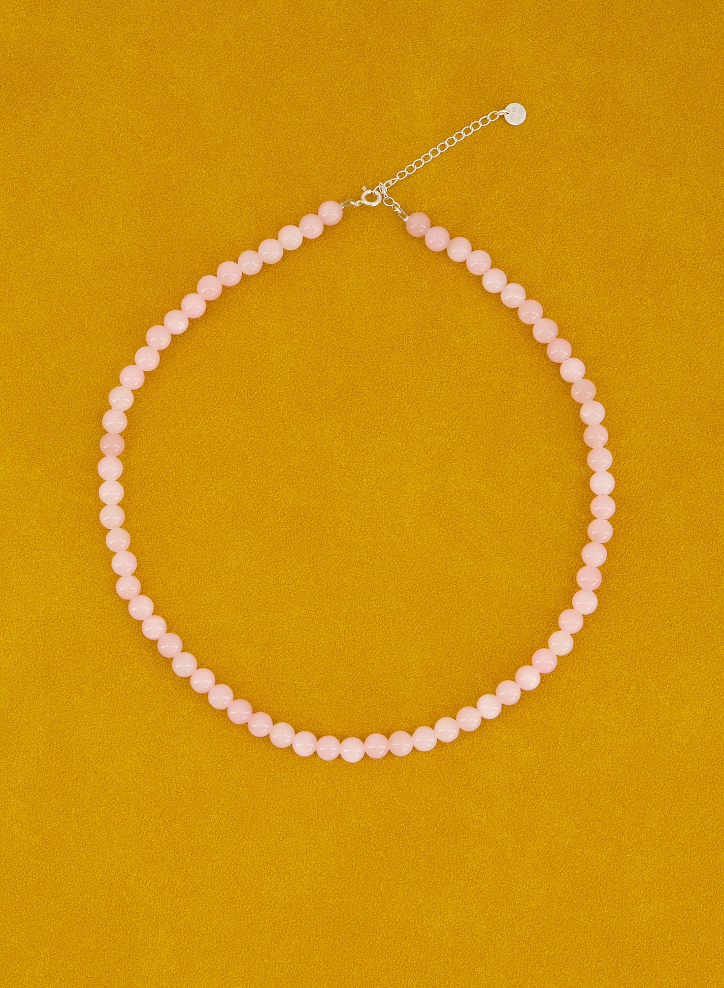 White Jade Rose Pink Necklace