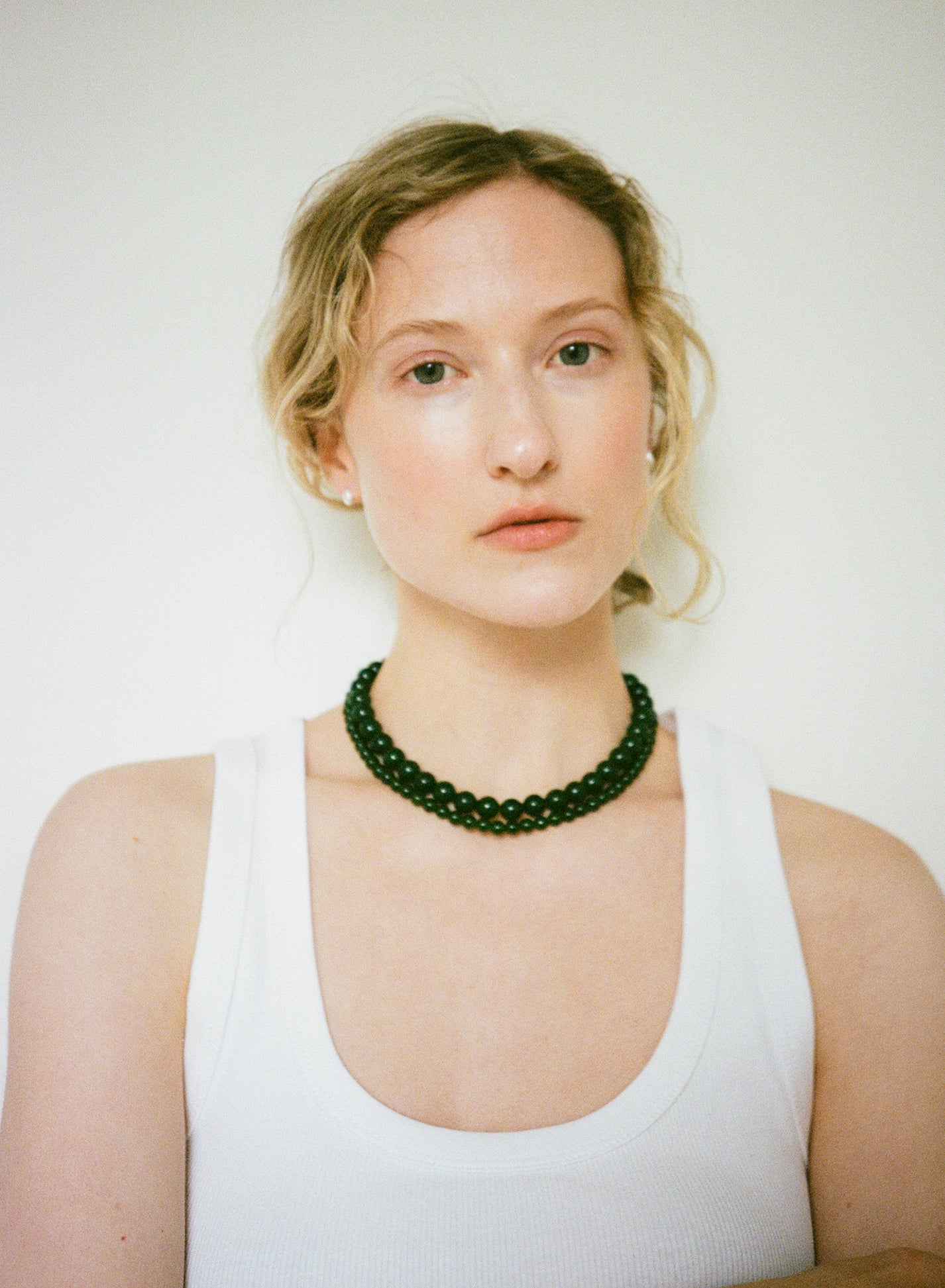 White Jade Green Necklace